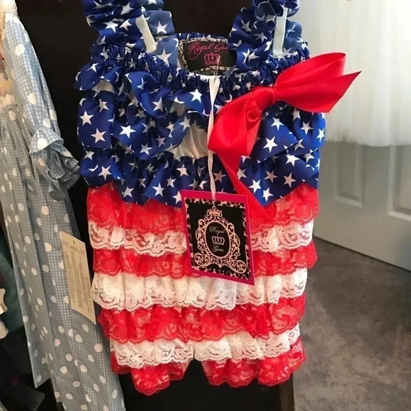 ROYAL GEM PATRIOTIC ROMPER SIZE SMALL **GET READY FOR HOLIDAY DAY PICS** - Picture 6 of 7